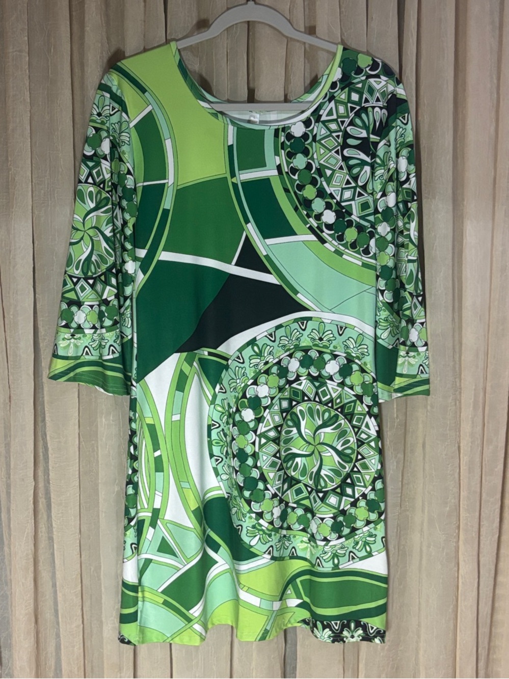 White Mark Green Multi-Pattern Midi Dress